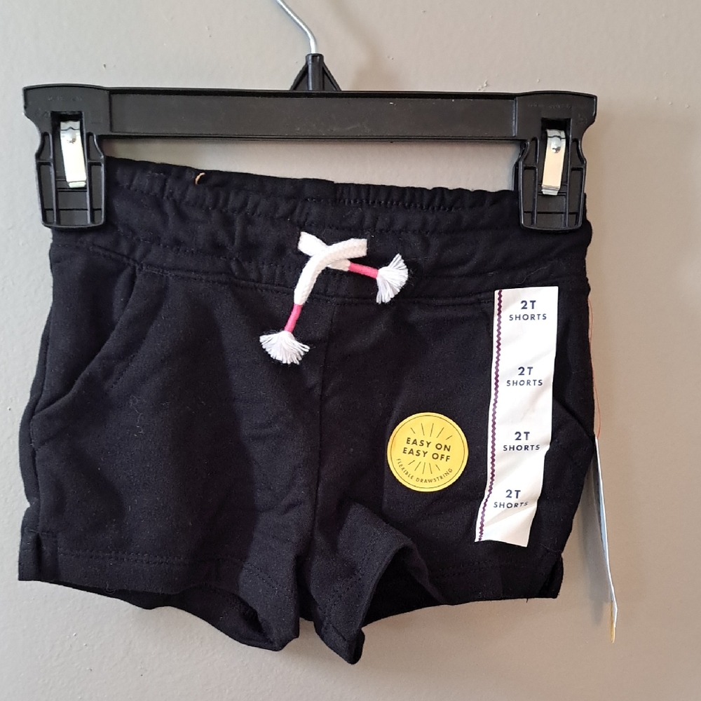 Black Athletic Shorts with Drawstring Waistband